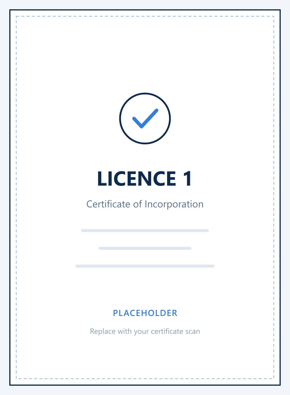 Licence 1 — One line describing what this certificate covers.